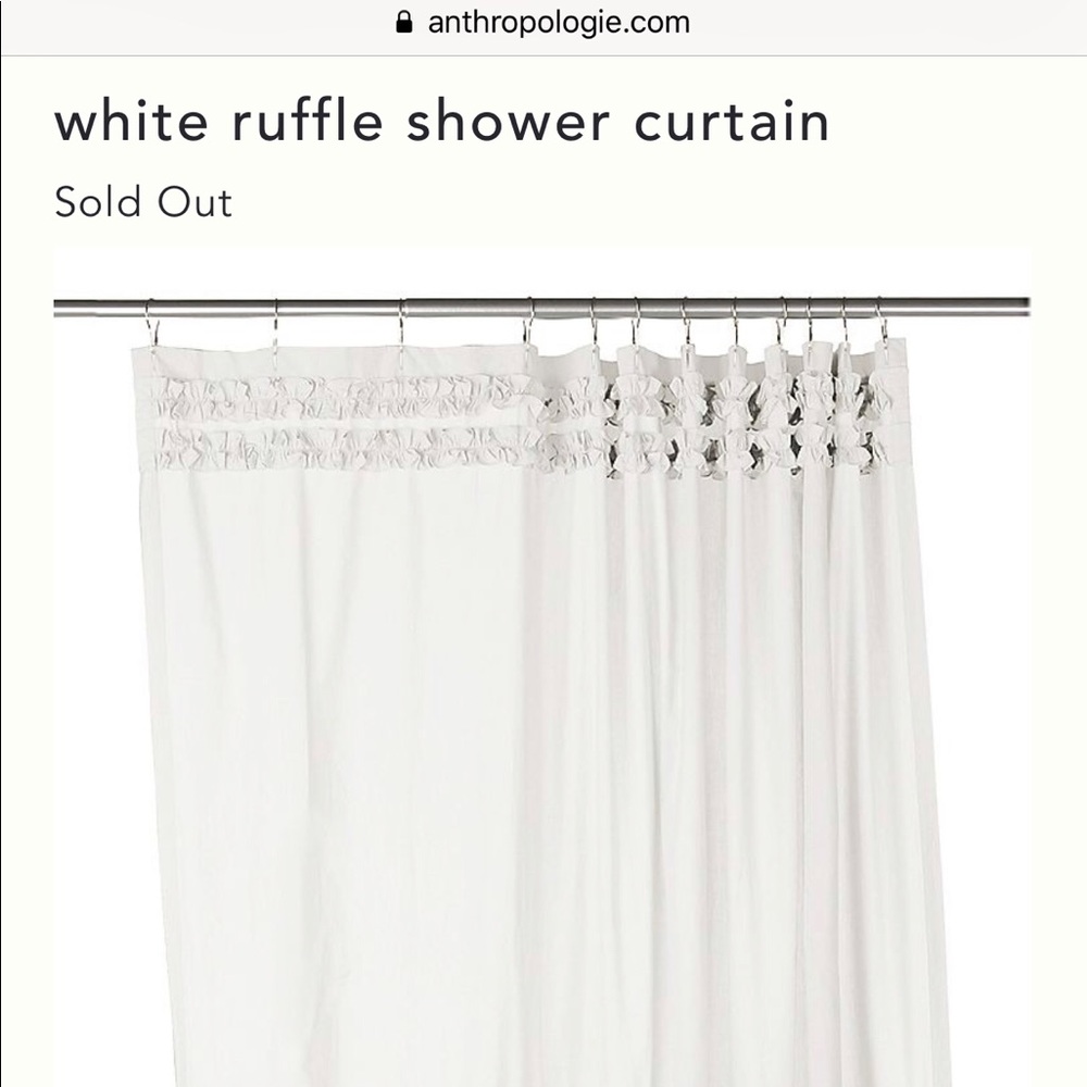 Anthropologie White Ruffle Shower Curtain